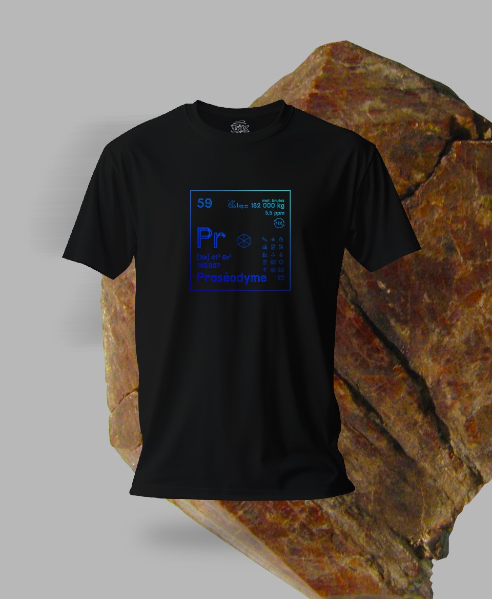 T-shirt noir Terres rares 59 - Pr - Praséodyme