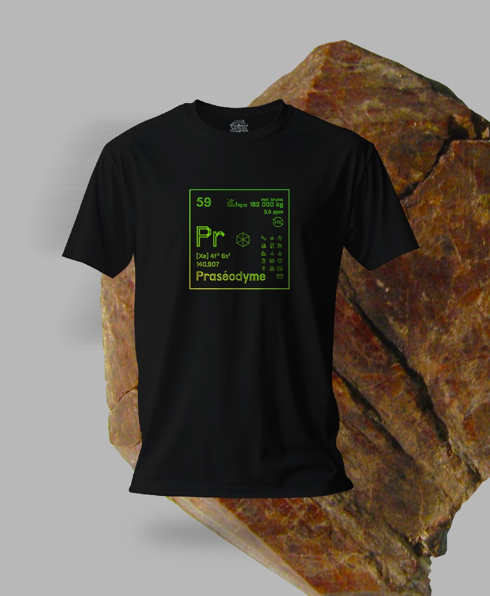 T-shirt noir Terres rares 59 - Pr - Praséodyme