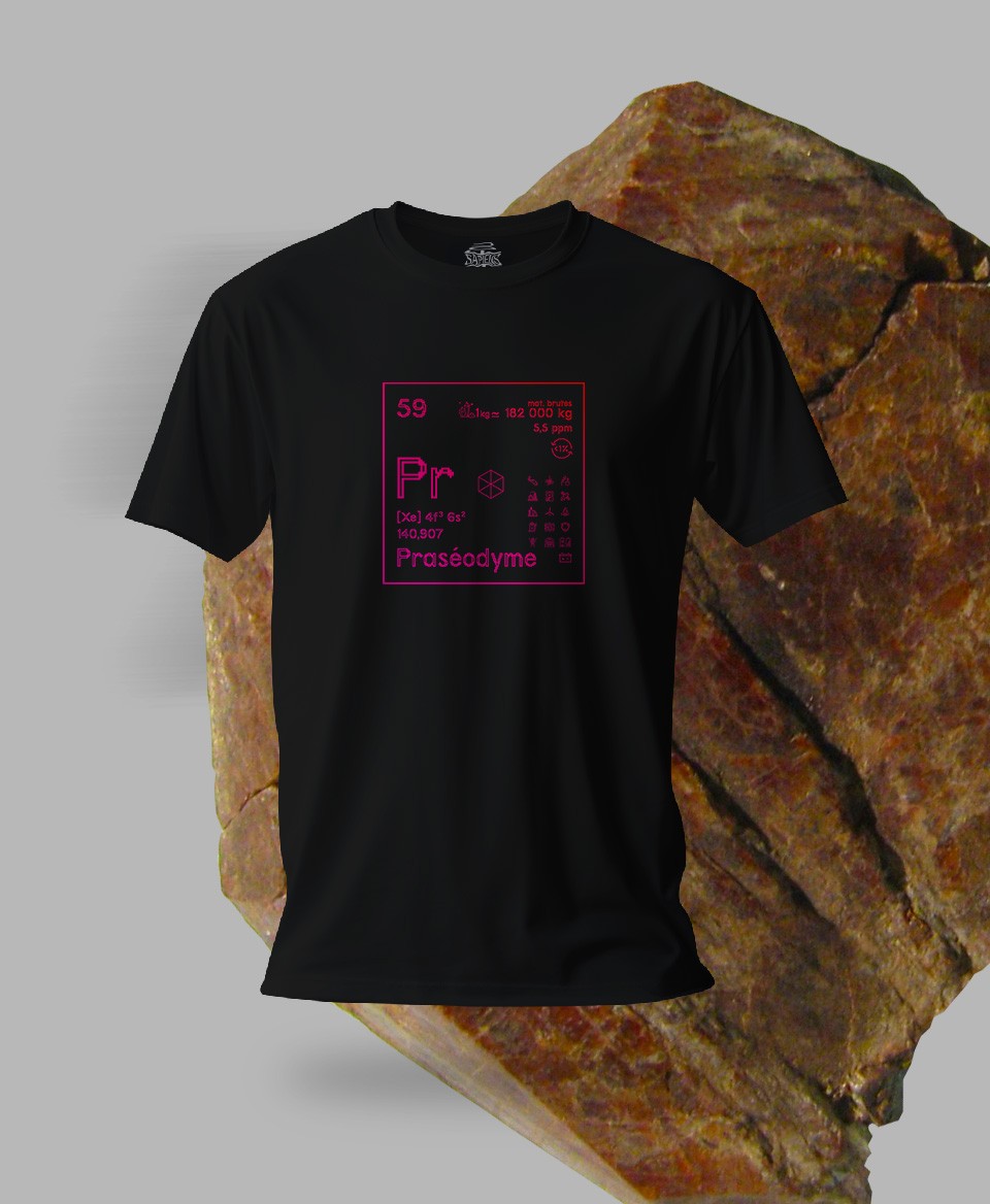 T-shirt noir Terres rares 59 - Pr - Praséodyme