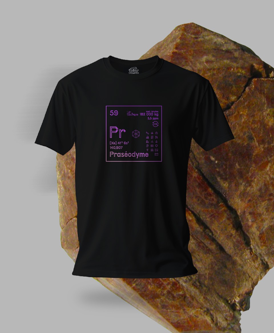 T-shirt noir Terres rares 59 - Pr - Praséodyme