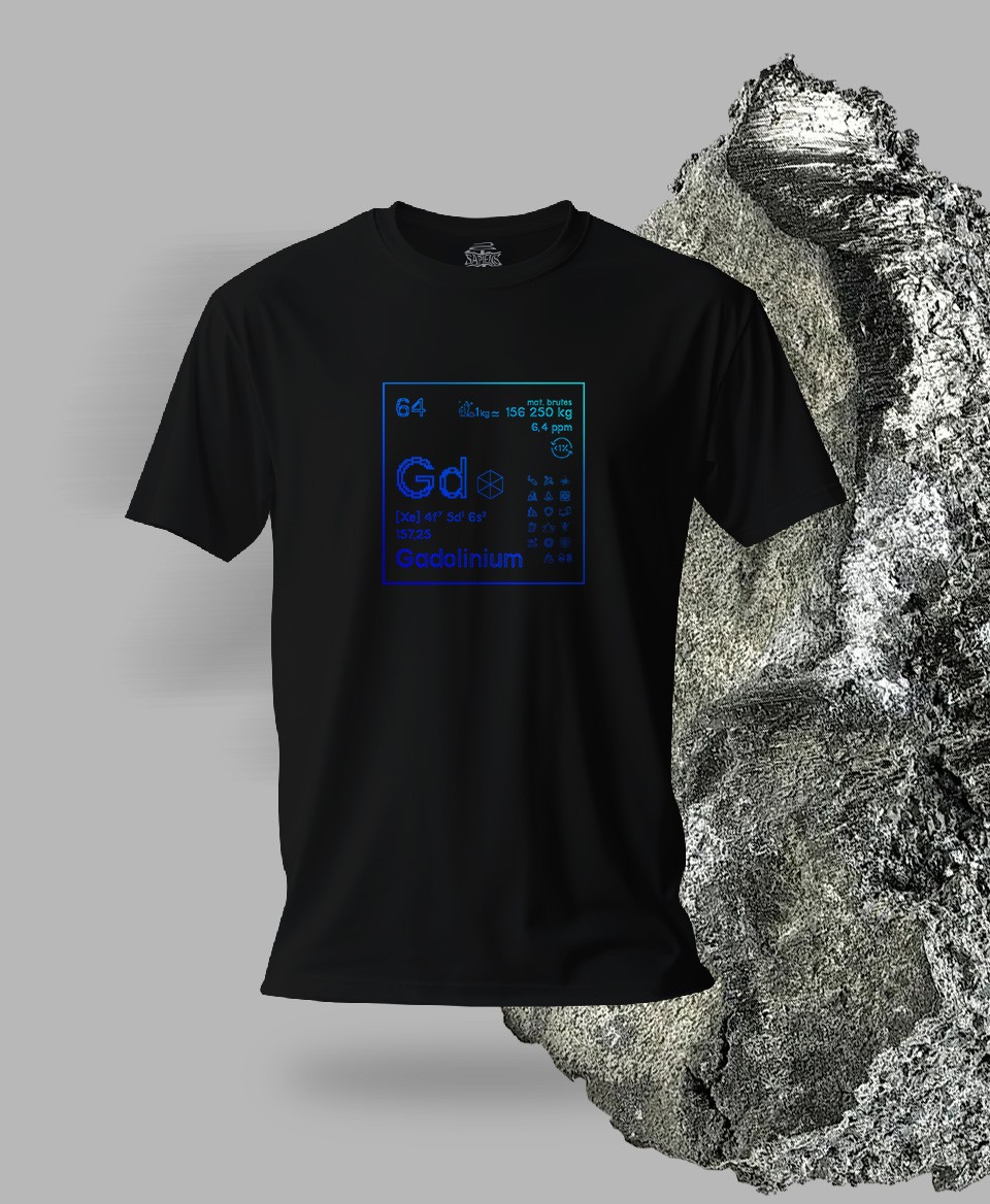 T-shirt noir Terres rares 64 - Gd - Gadolinium