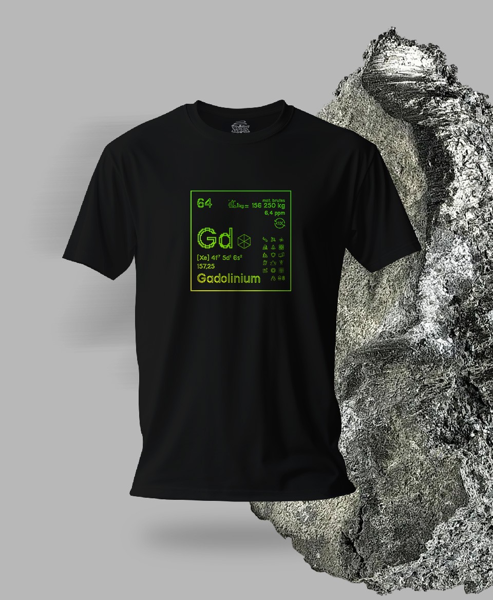 T-shirt noir Terres rares 64 - Gd - Gadolinium