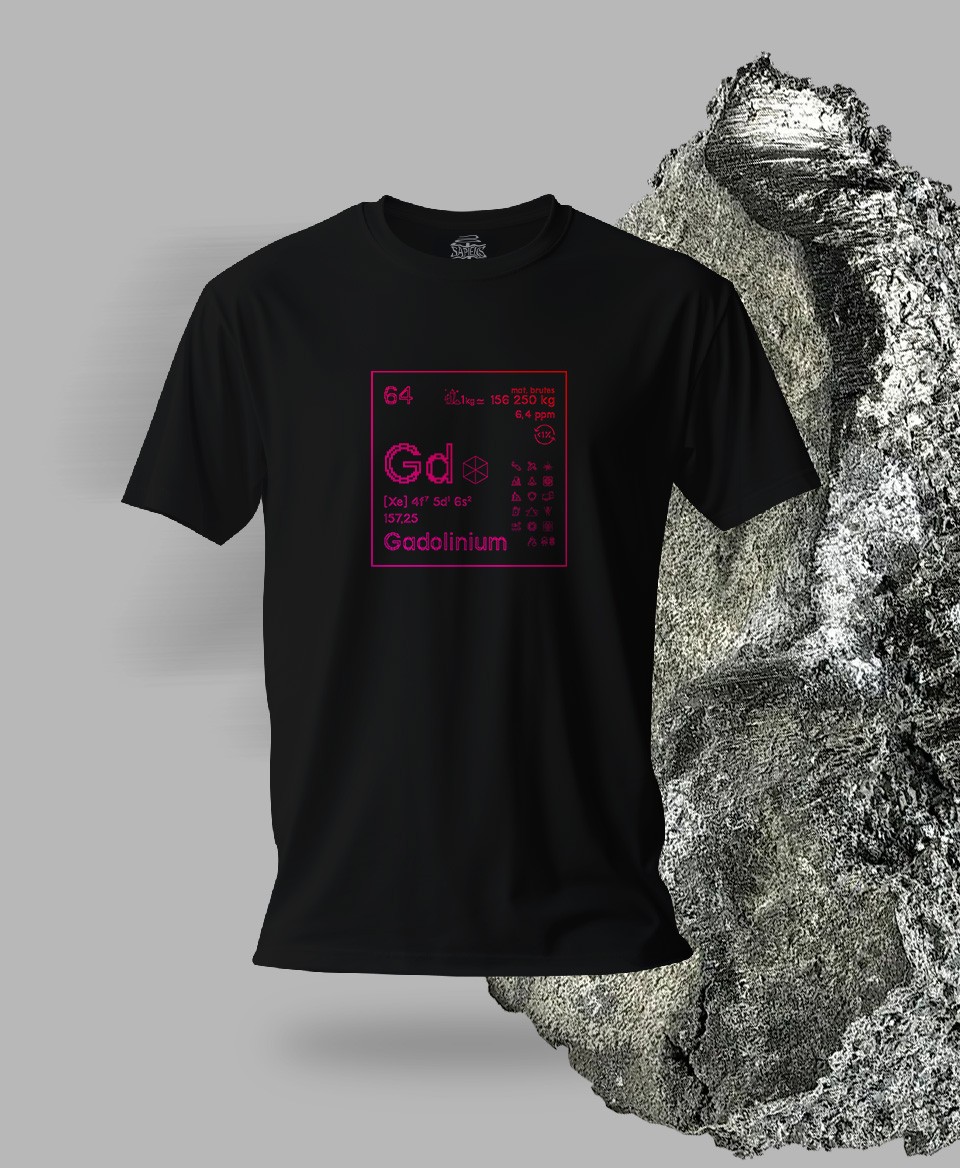 T-shirt noir Terres rares 64 - Gd - Gadolinium