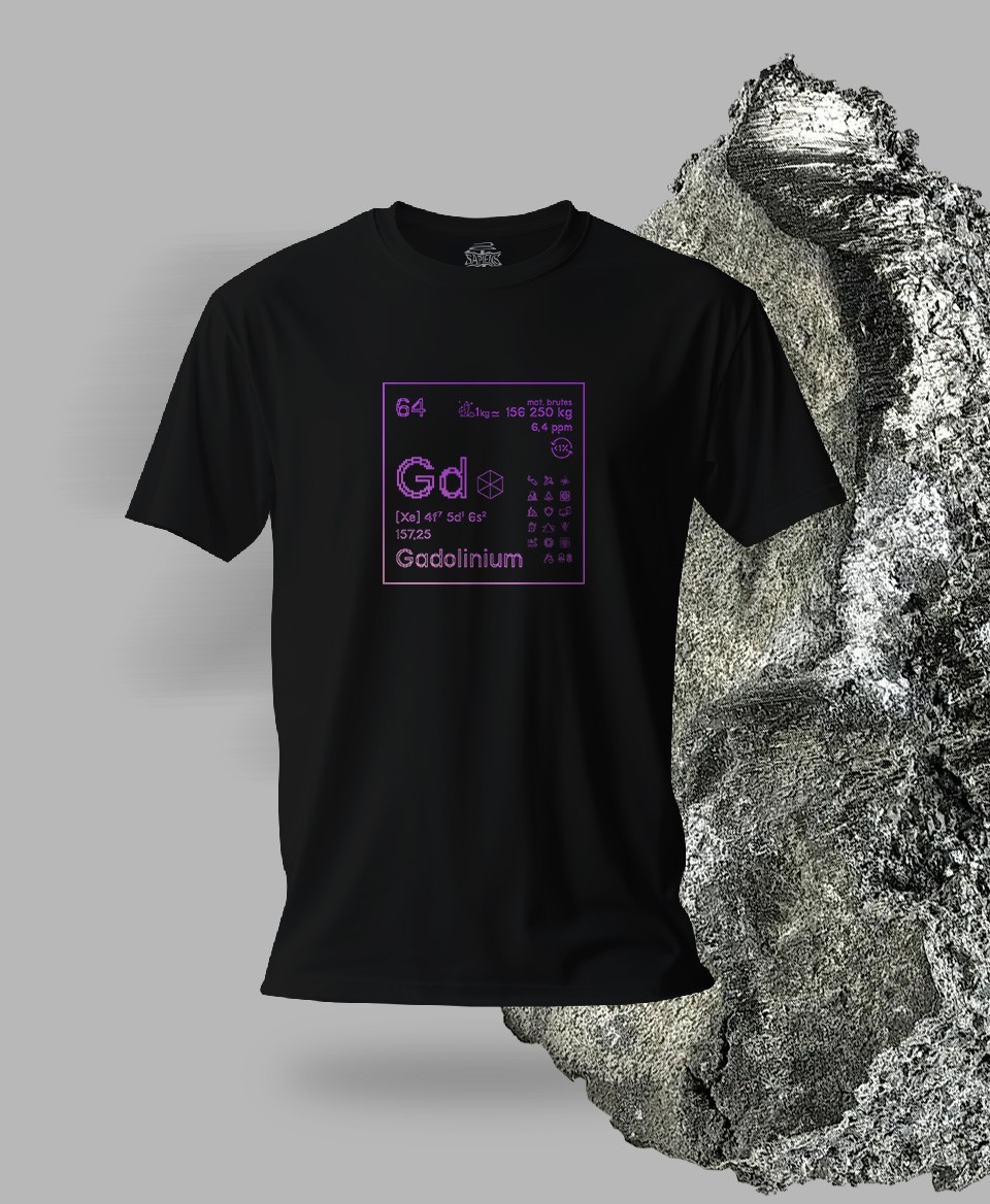 T-shirt noir Terres rares 64 - Gd - Gadolinium