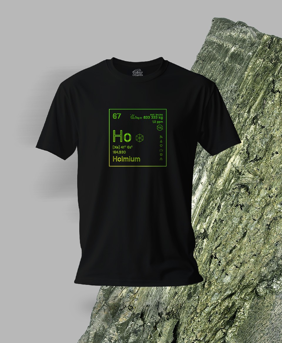 T-shirt noir Terres rares 67 - Ho - Holmium