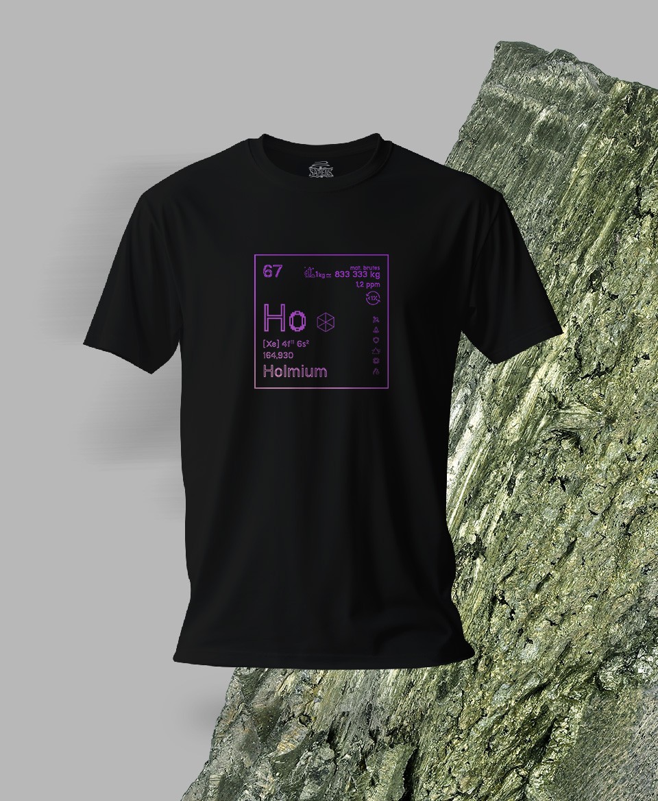 T-shirt noir Terres rares 67 - Ho - Holmium