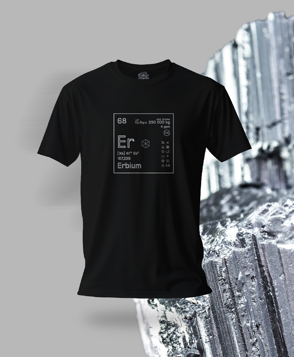 T-shirt noir Terres rares 68 - Er - Erbium