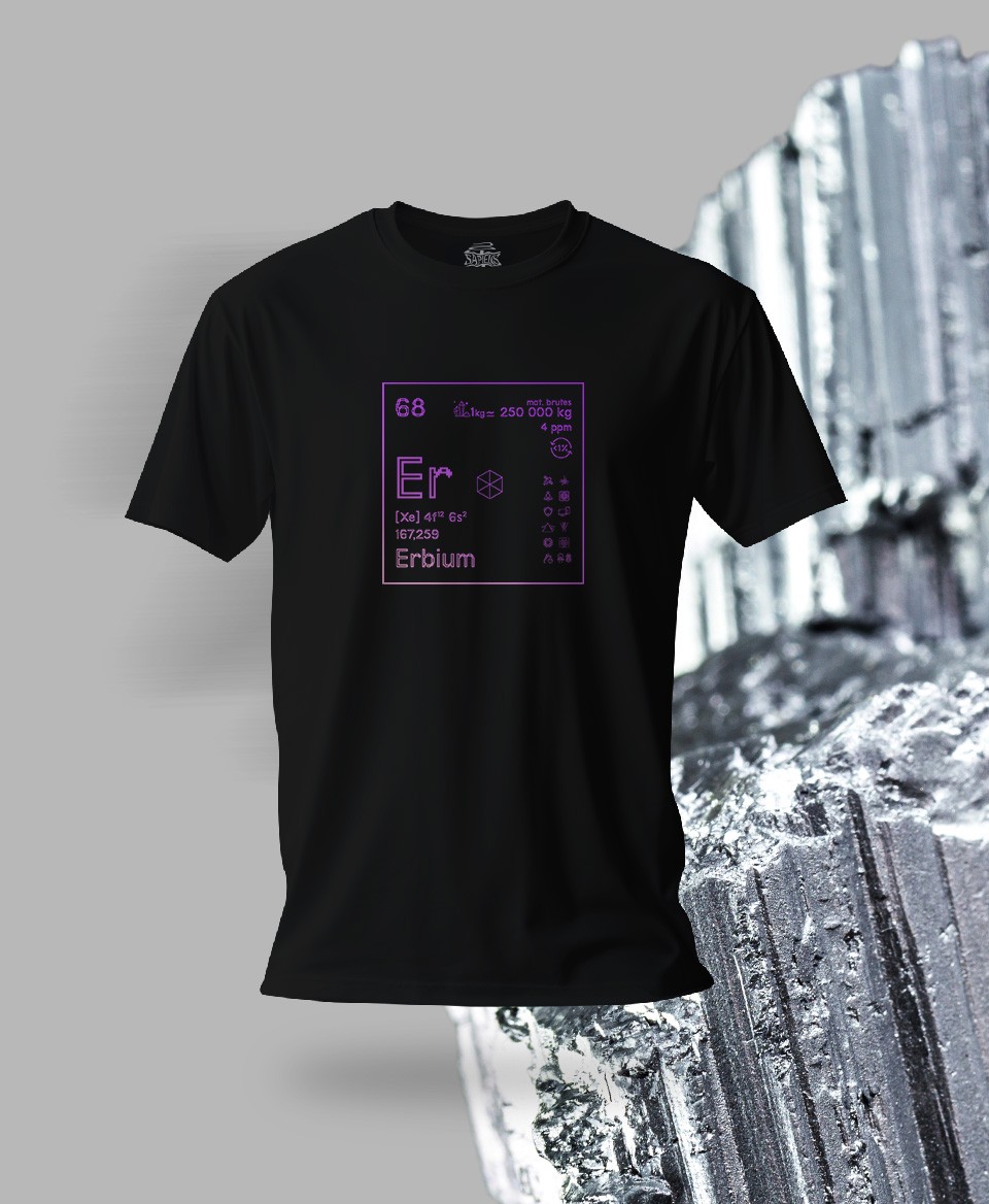 T-shirt noir Terres rares 68 - Er - Erbium