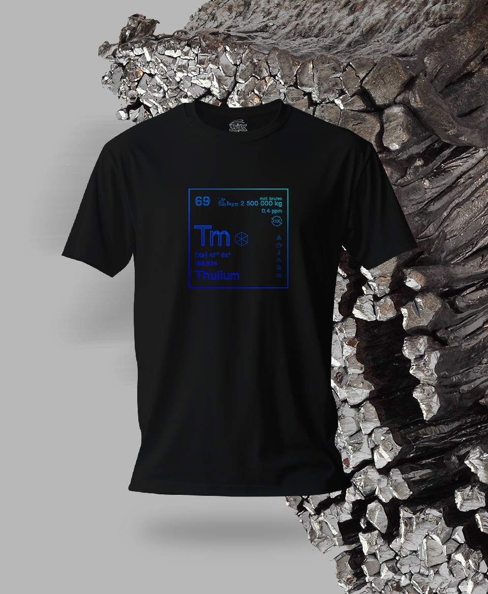 T-shirt noir Terres rares 69 - Tm - Thulium
