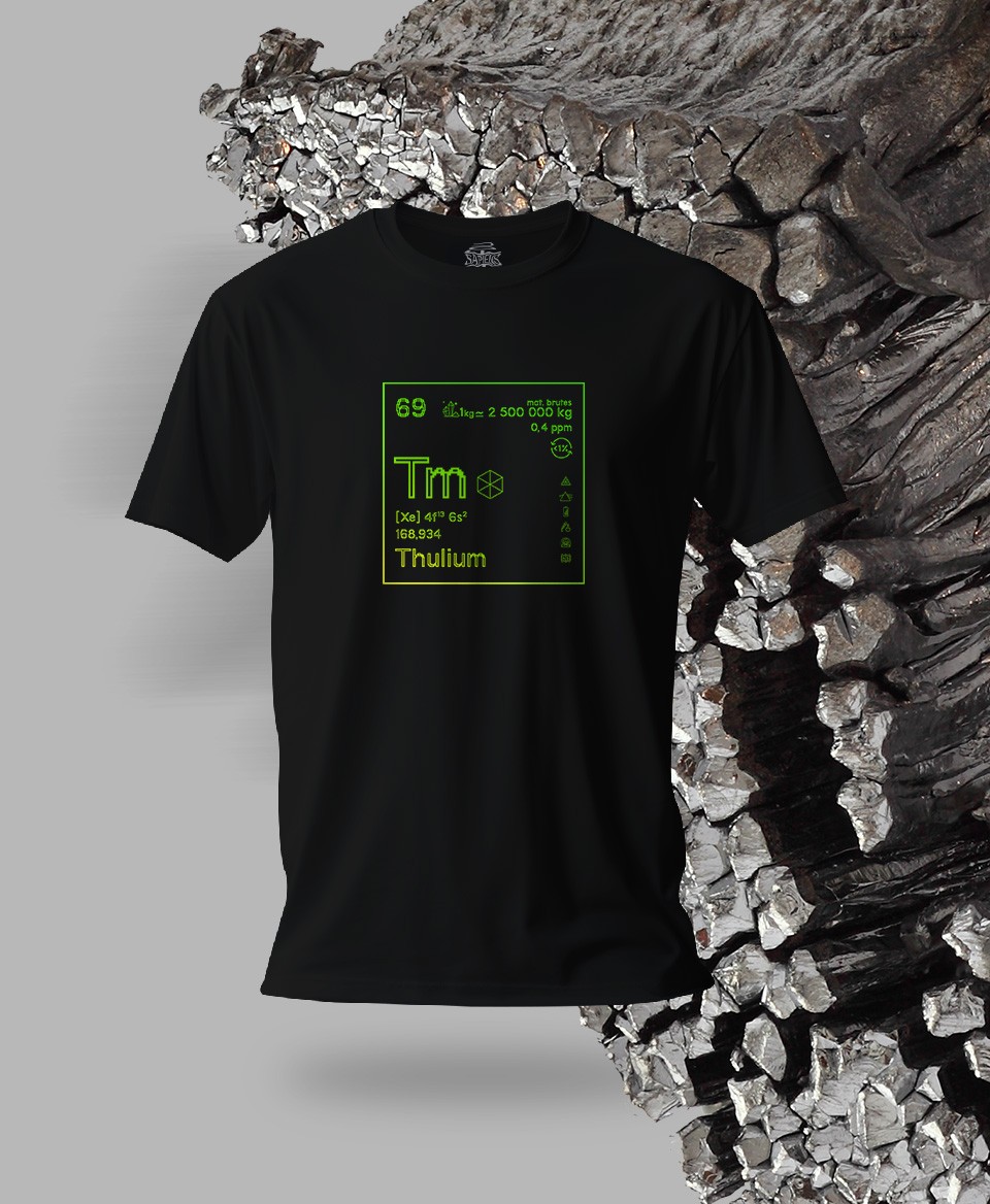 T-shirt noir Terres rares 69 - Tm - Thulium