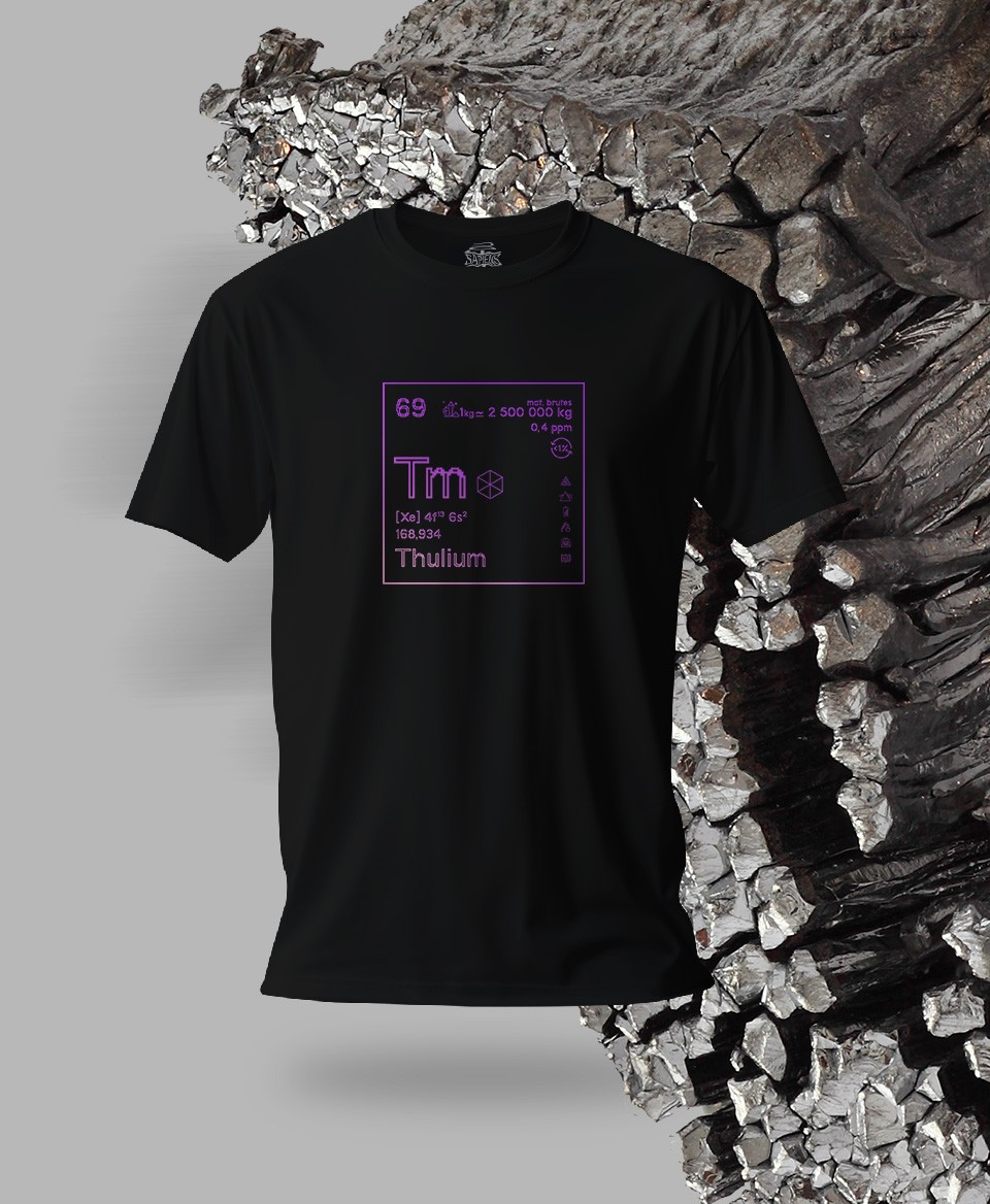 T-shirt noir Terres rares 69 - Tm - Thulium