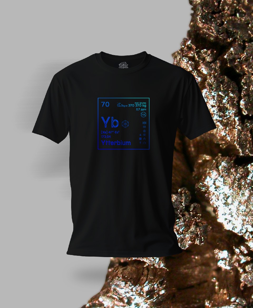 T-shirt noir Terres rares 70 - Yb - Ytterbium