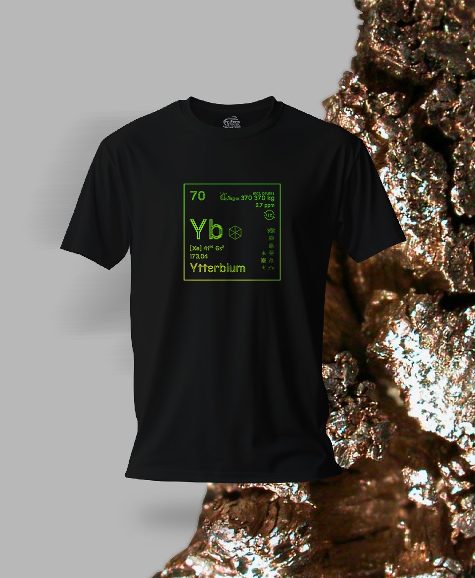 T-shirt noir Terres rares 70 - Yb - Ytterbium