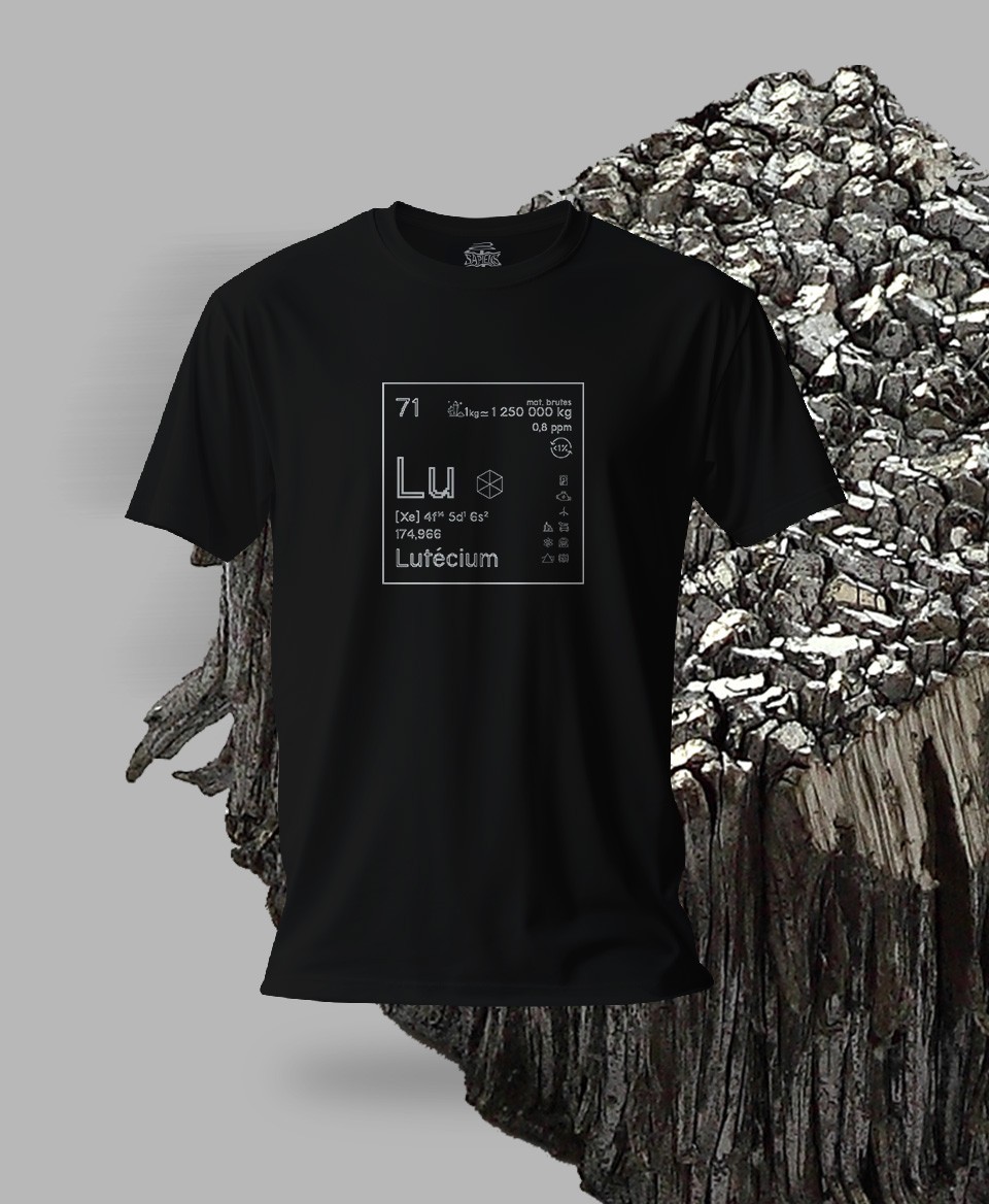 T-shirt noir Terres rares 71 - Lu - Lutécium