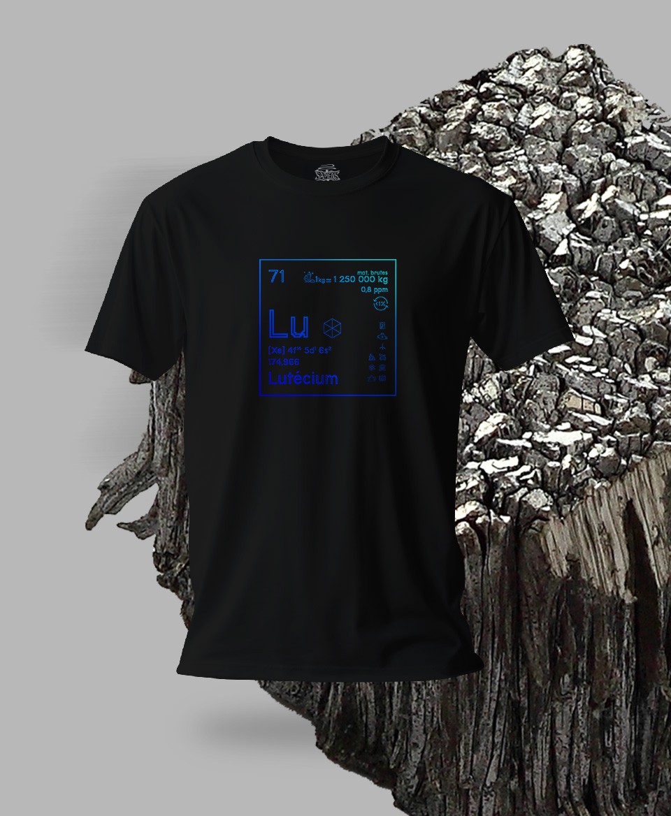 T-shirt noir Terres rares 71 - Lu - Lutécium