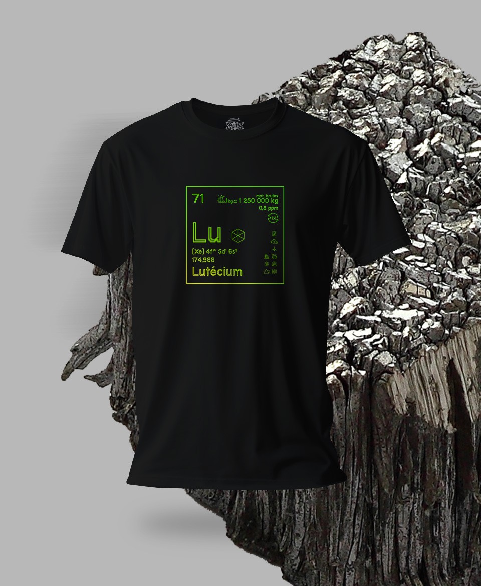 T-shirt noir Terres rares 71 - Lu - Lutécium