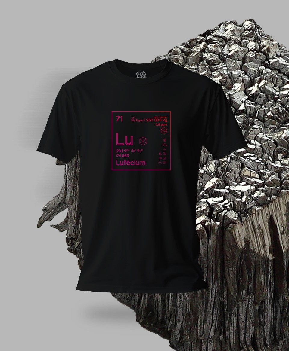 T-shirt noir Terres rares 71 - Lu - Lutécium