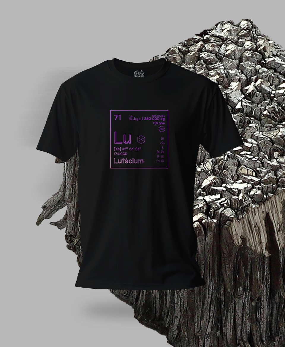 T-shirt noir Terres rares 71 - Lu - Lutécium